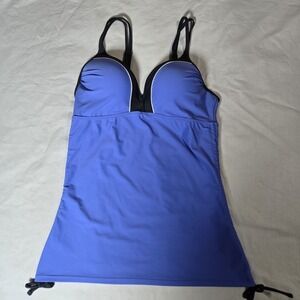 Free Country Tankini‎ Swim Top Violet Size 12/14 Pad Bra Shelf Drawstring Sides